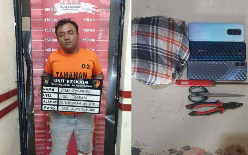 Pelaku Bongkar Toko Ponsel di Plaza Medan Fair Diamankan Polsek Medan Baru