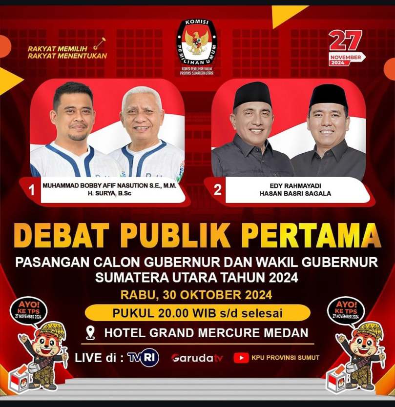KPU Sumut Rampungkan Debat Publik Pertama, Rabu Pagi Gladi Resik