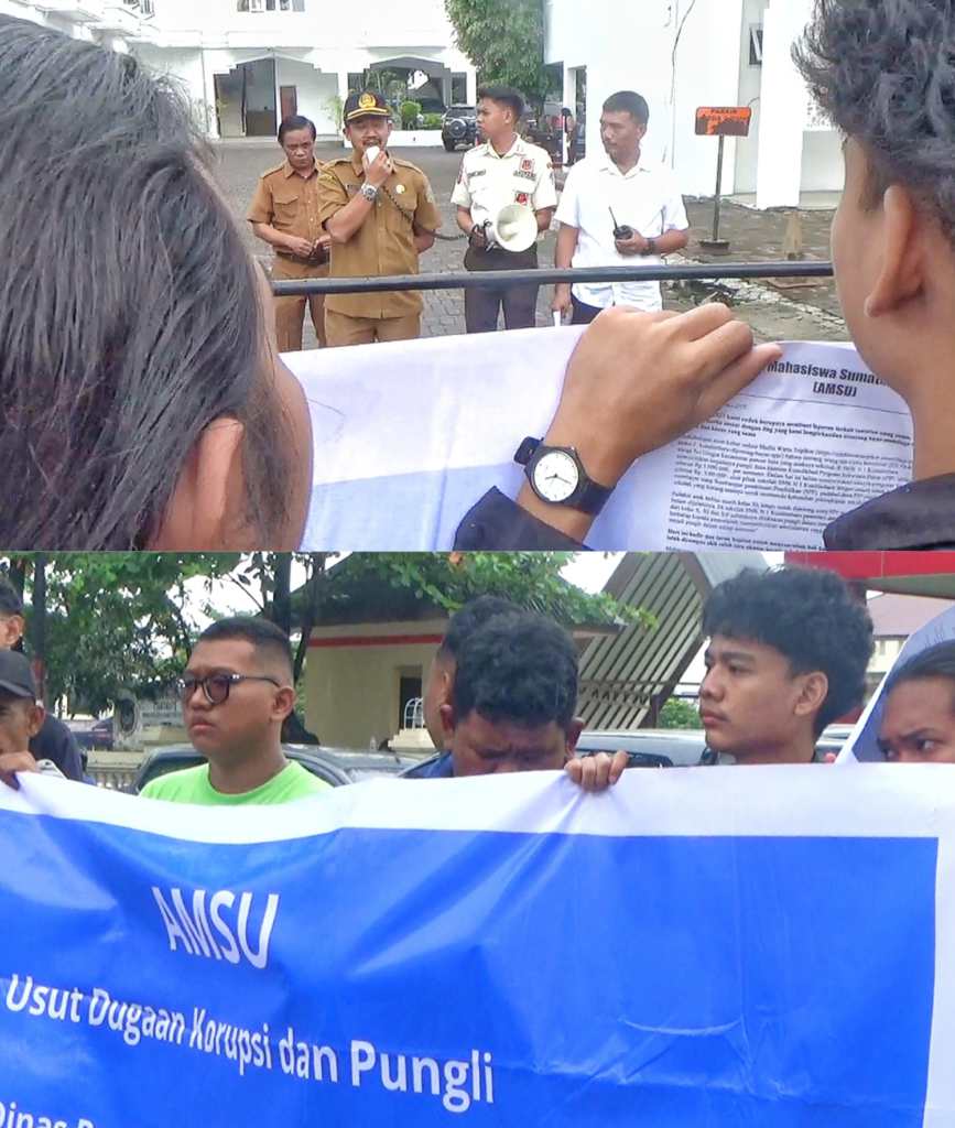 Kasus Dugaan Korupsi dan Pungli, Mahasiswa Demo Tuntut Kepala SMKN 1 Kutalimbaru Dipecat